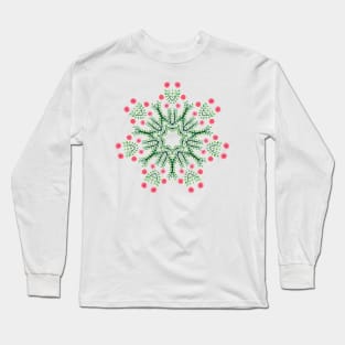 Spring Flowers Ink Drawn Mandala Long Sleeve T-Shirt